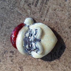 1980s Signed AAi Santa Face Brooch.